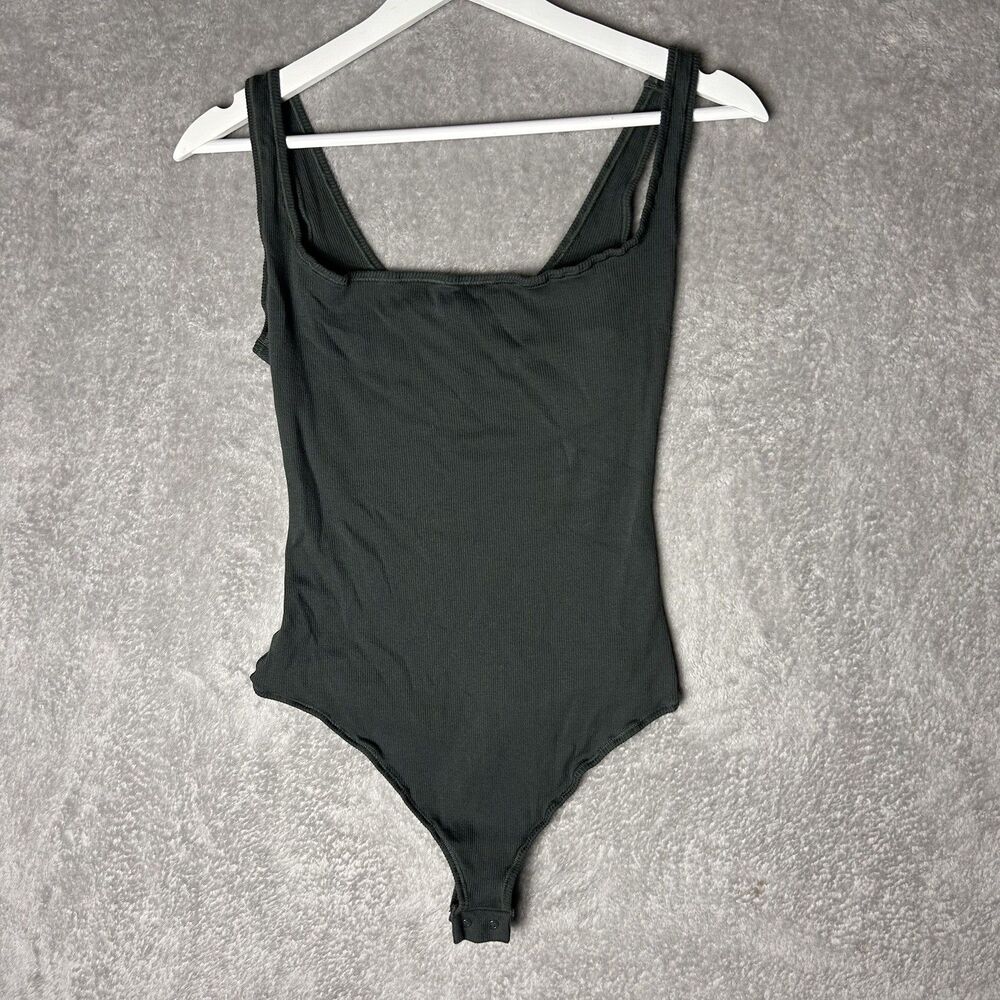 SKIMS Bodysuit Dark Gray Fits Everybody Scoop Neck One Piece Size large
